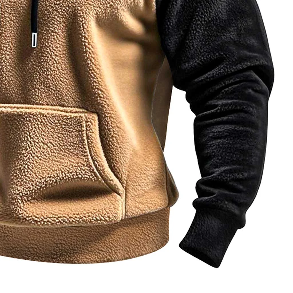 Men's Vintage Western Cowboy Contrast Fleece Raglan Sleeve Pocket Hoodie-inspireuse