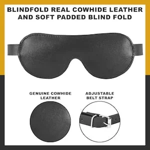 pornhint Pornhint Blindfold Real Cowhide Leather Soft Padded Blind Fold For Fetish Play BDSM Unisex Adult Costumes Play Gadgets- BDSM Eye Masks for Her /Him