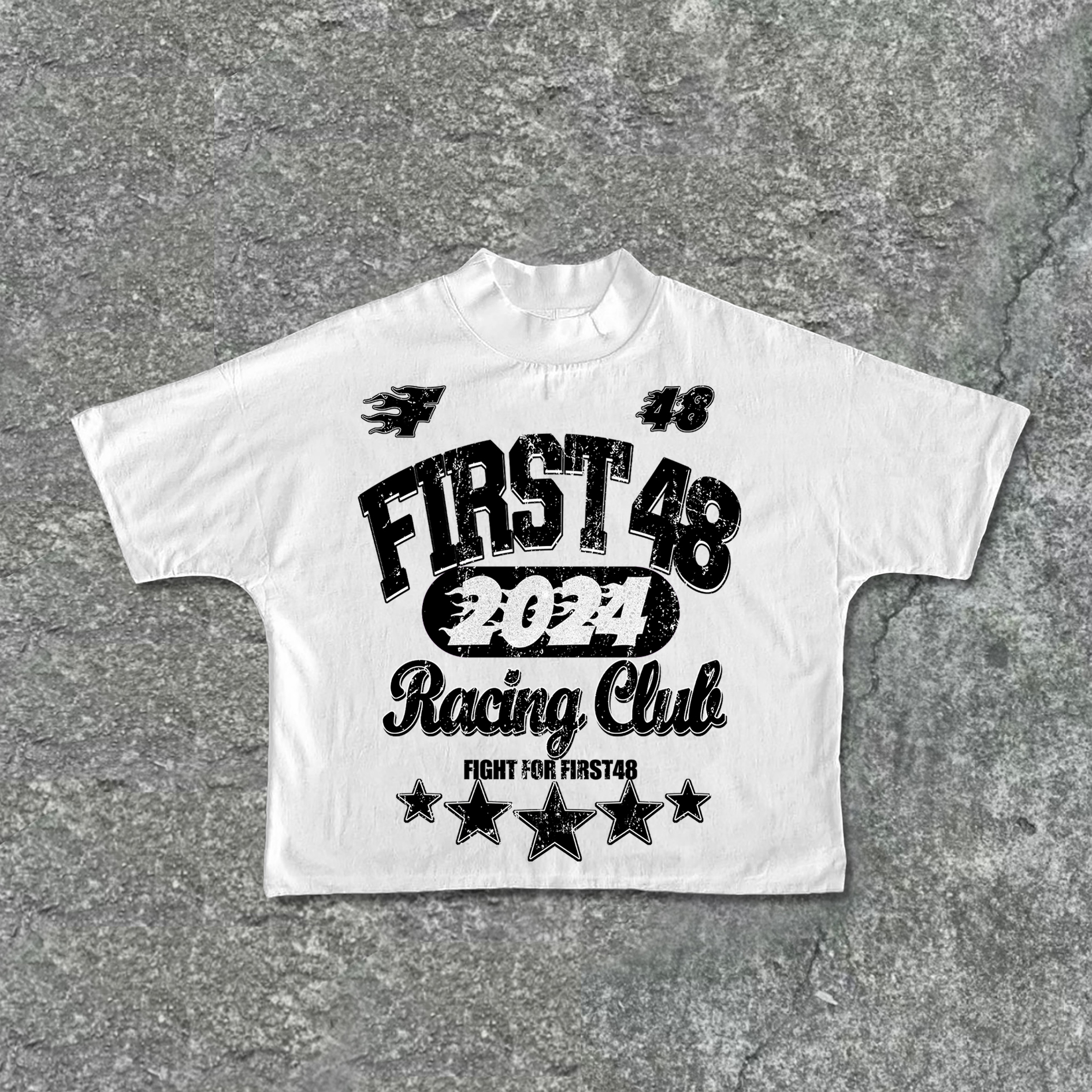 Vintage Street FIRST48 Racing Graphic Print Cropped T-Shirts