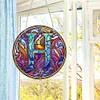 (Upgrade Size)DIY Double Sided Diamond Painting Alphabet Family Last Name Initial Sign Ornament with Chain Window Hanging Kit
