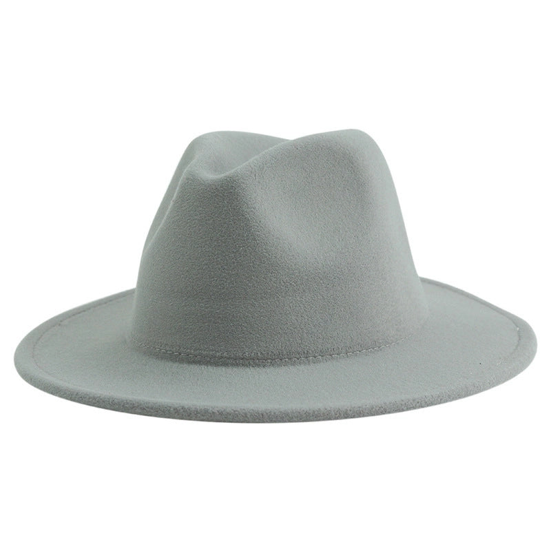 60 Color Solid Color Jazz Top Hat British Style Retro Woolen Hat Adult Embroidered Logo Felt Hat