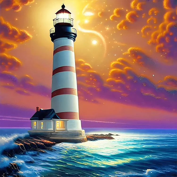 Seaside Lighthouse 50*50CM (Canvas) Full Round Drill Diamond Painting gbfke