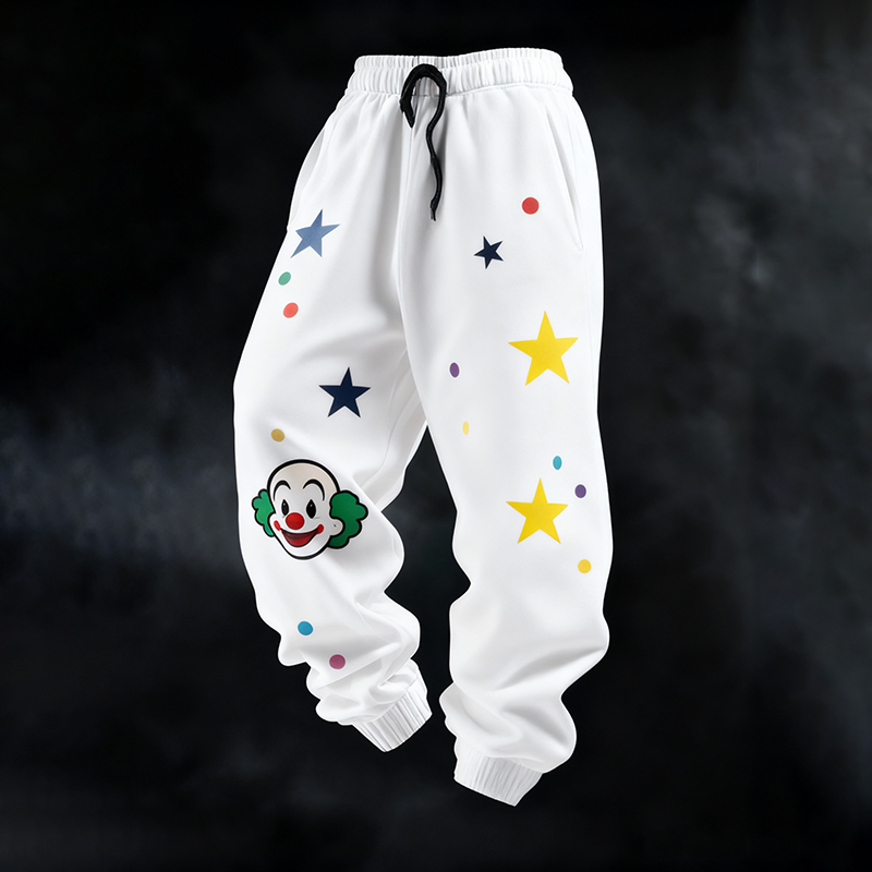 Men's Retro Clown Star Pattern Art Print Sweatpants elevenforest