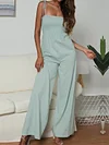 Solid Color Spaghetti-neck Jumpsuits