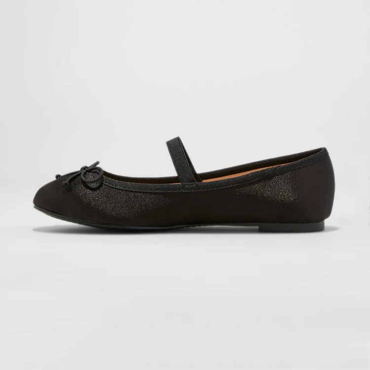Mary Jane Flats with Bow Detail in Black Suede Vdcoo