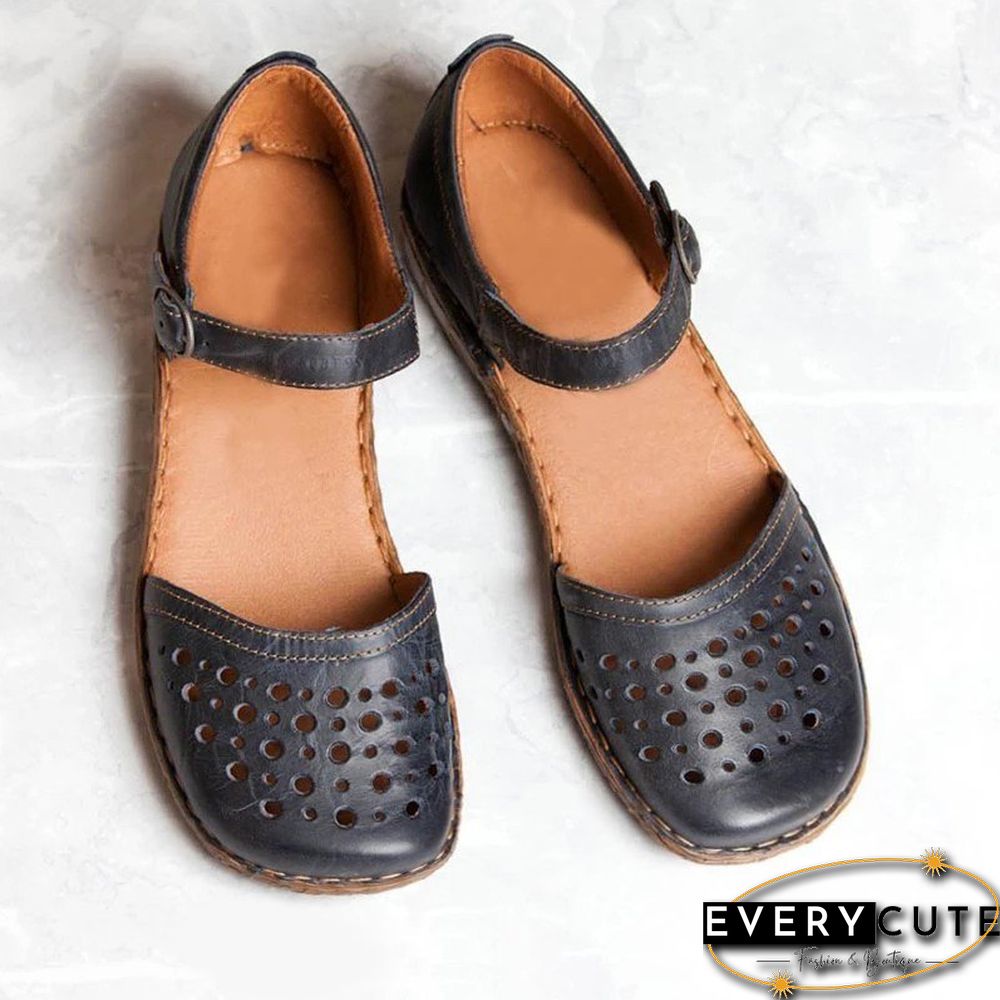 Women Summer Ladies Round Toe Hollow-Out Sandals