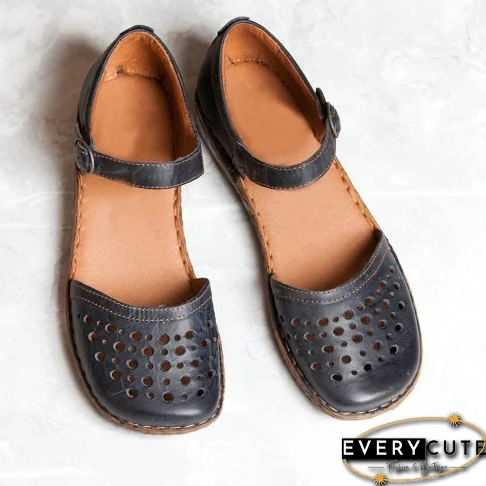 Women Summer Ladies Round Toe Hollow-Out Sandals