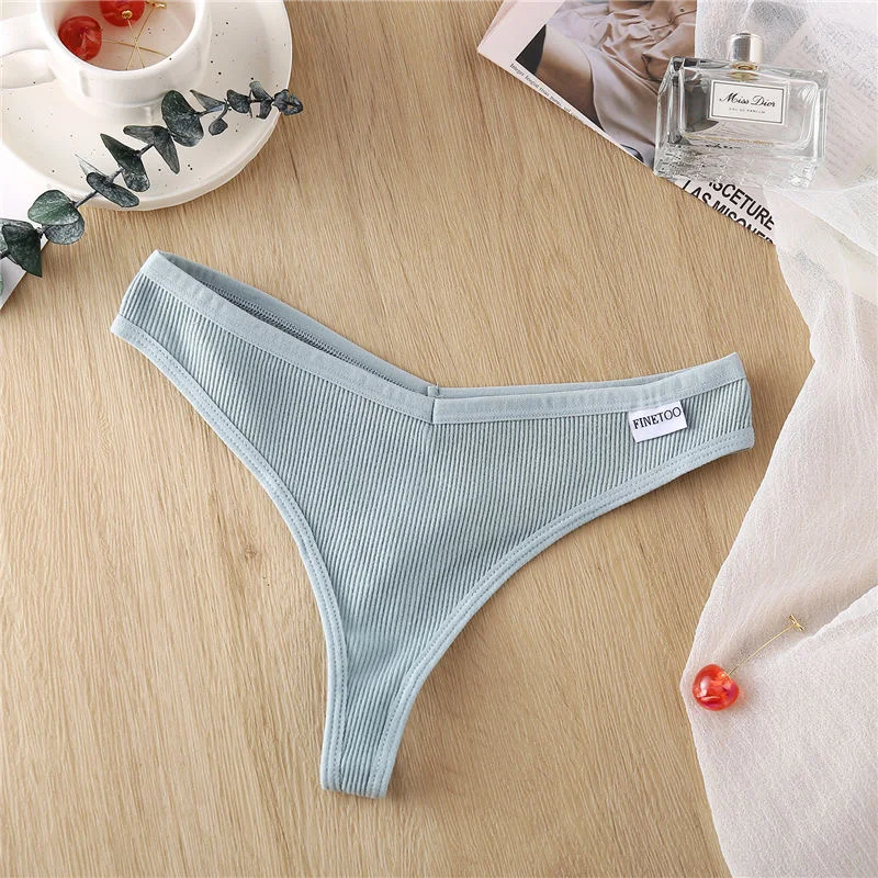 FINETOO Embroidery Sexy Panties Women G-string Cotton Feamle Underwear Low Waist Thong Girl Underpant Pantys Intimates Lingerie