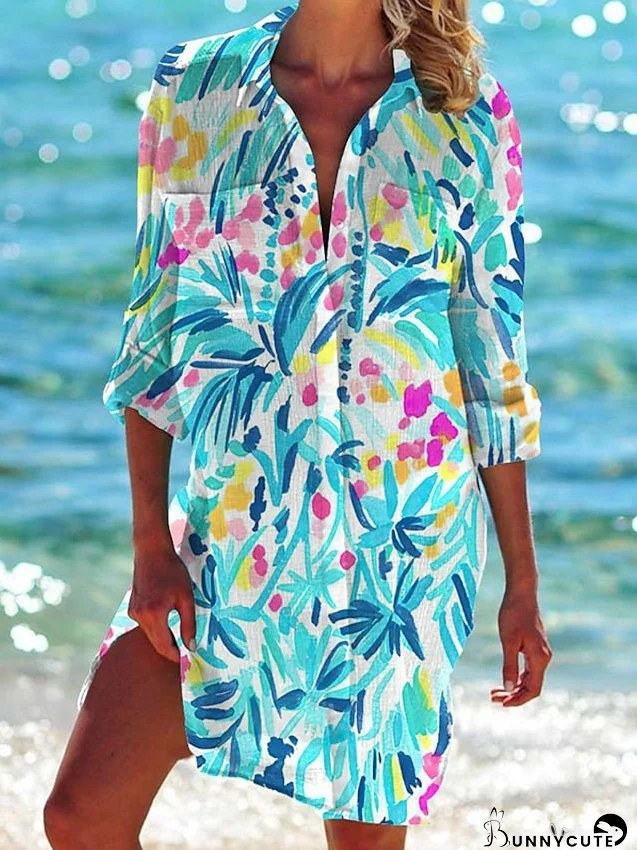 Shirt Dress Casual Dress Shift Dress Midi Dress Outdoor Winter Dress Daily Polyester Vacation Casual Shirt Collar Rolled Cuff Print Long Sleeve Summer Spring Fall Loose Fit Black Yellow for Women