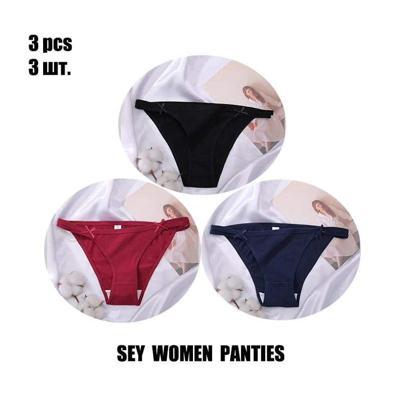 3PCS/Set Cotton Women Underwear Sexy Bownot Female Briefs M-XL Woman Pantys Comfortable Fashion Women's Underpant 2021 Lingerie
