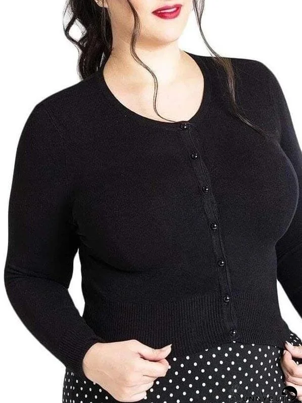 Hell Bunny Paloma Cropped Cardigan - Black for Women