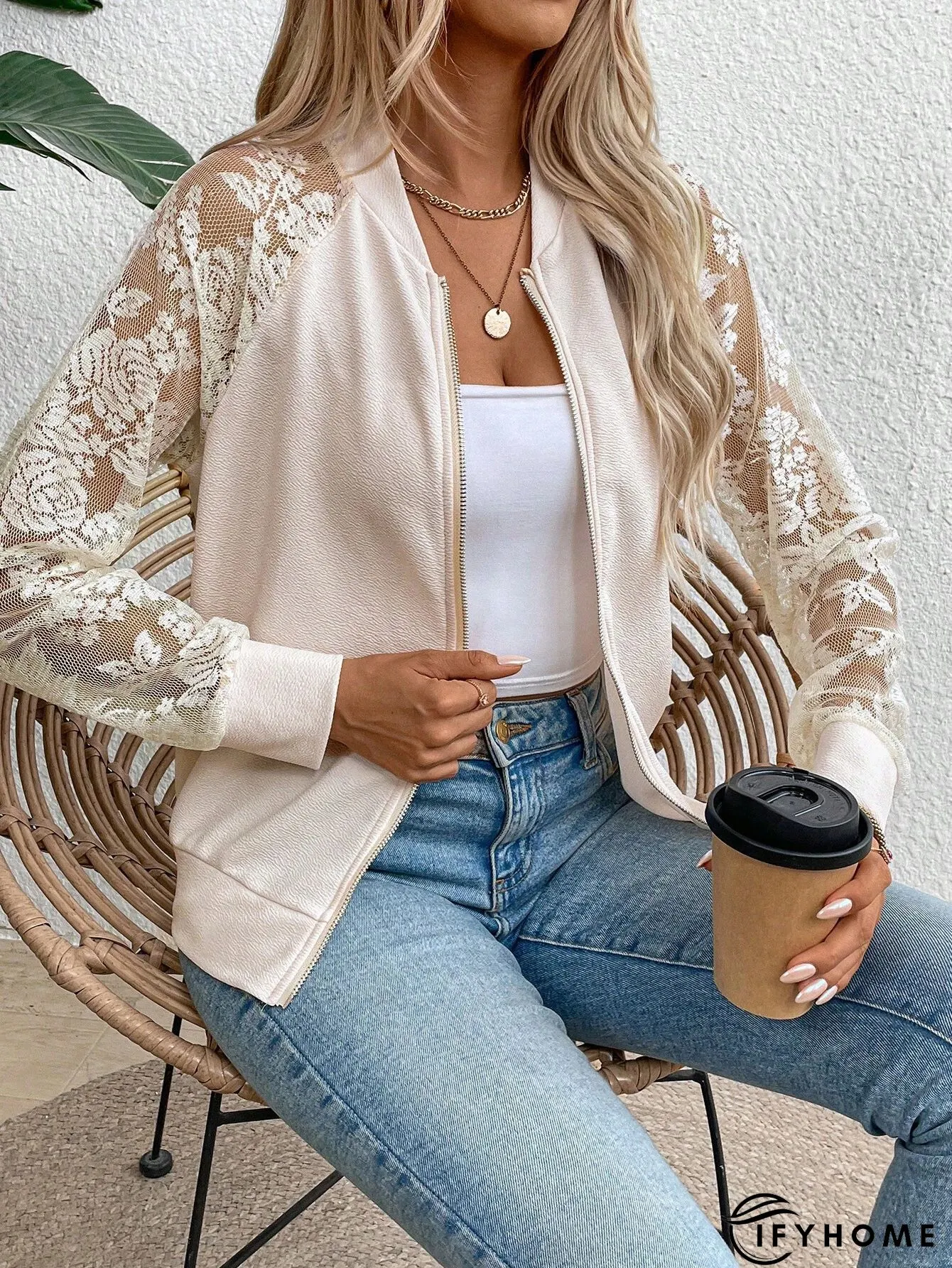 New Yellow Embroideried Zippered Patchwork Silk Thin Coats Long Sleeve | IFYHOME