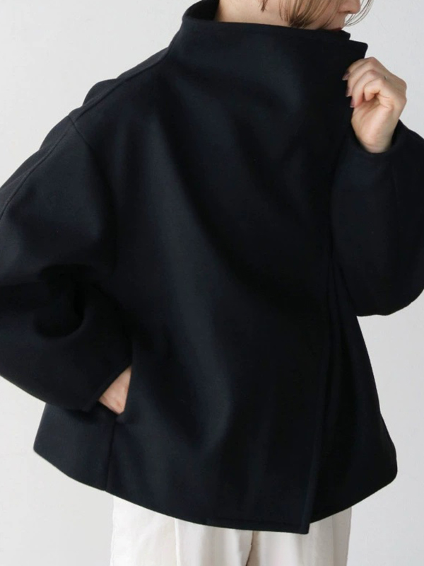 Loose Long Sleeve Solid Color Woolen Outwear