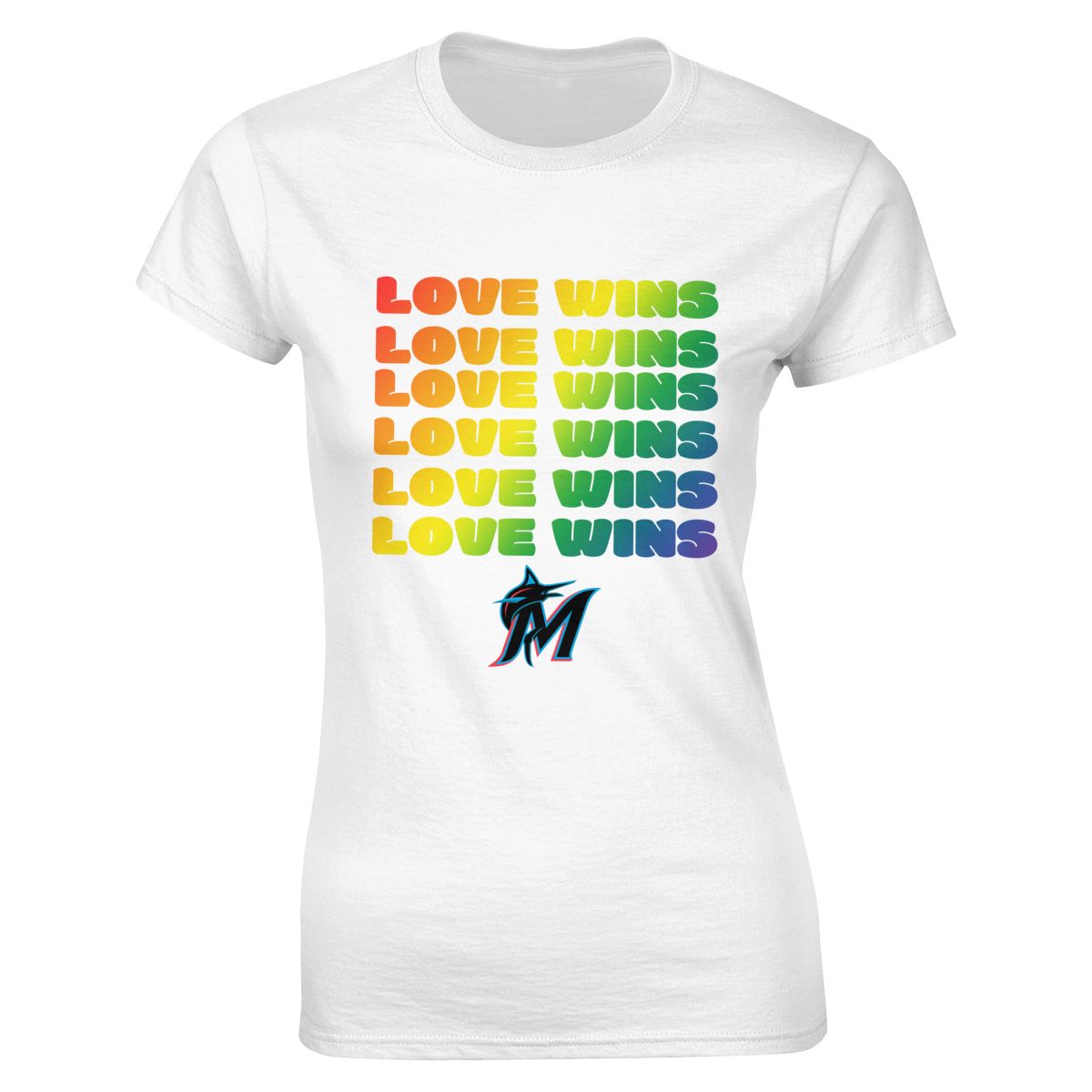 Miami Marlins Love Wins Pride Women's Classic-Fit T-Shirt