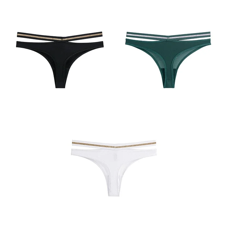 3pcs Seamless Underwear For Woman Sexy Thongs Women's Lingerie Bikini Sports Female Panties Ice Silk Woman Intimates BANNIROU