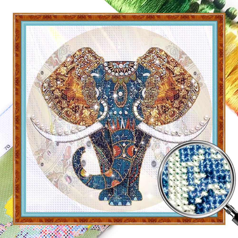 Nordic Elephant Full 11CT Pre-stamped Canvas(50*50cm) Cross Stitch