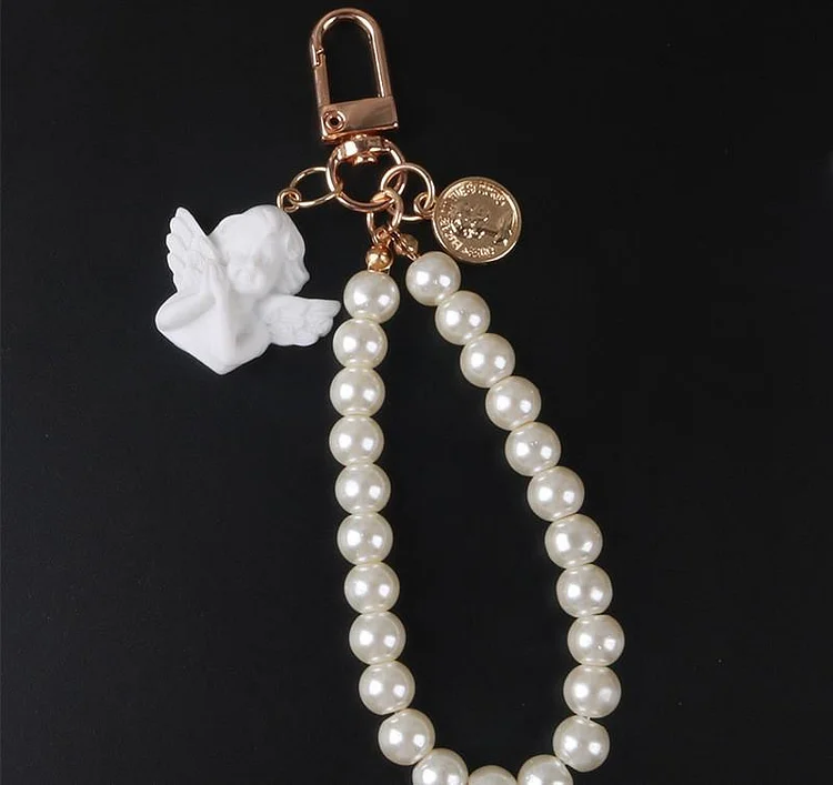 Pearl Angel Sculpture Keychain
