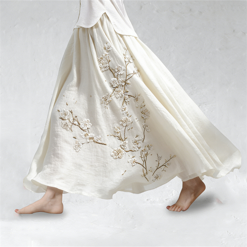 Classy Almond Blossom Japanese Art Flowy Wide Skirt wearshes
