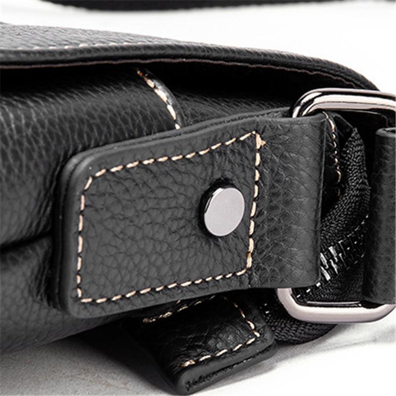 Leather Solid Color Business Crossbody Bag Shoulder Bag For Men