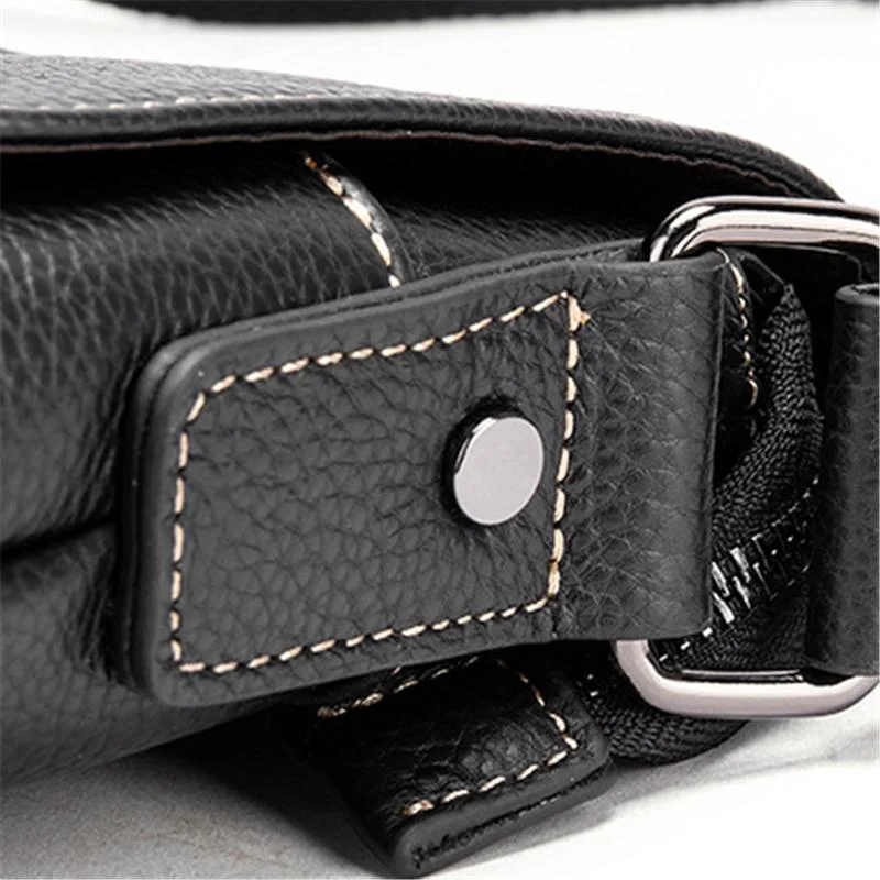 Leather Solid Color Business Crossbody Bag Shoulder Bag For Men
