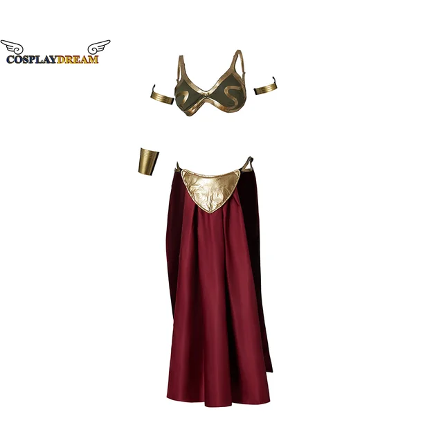 New Sexy Film Princess Cosplay Outfit Leia Slave Costume Dress Gold Bra and Skirt Accessories Halloween Masquerade Party Dress