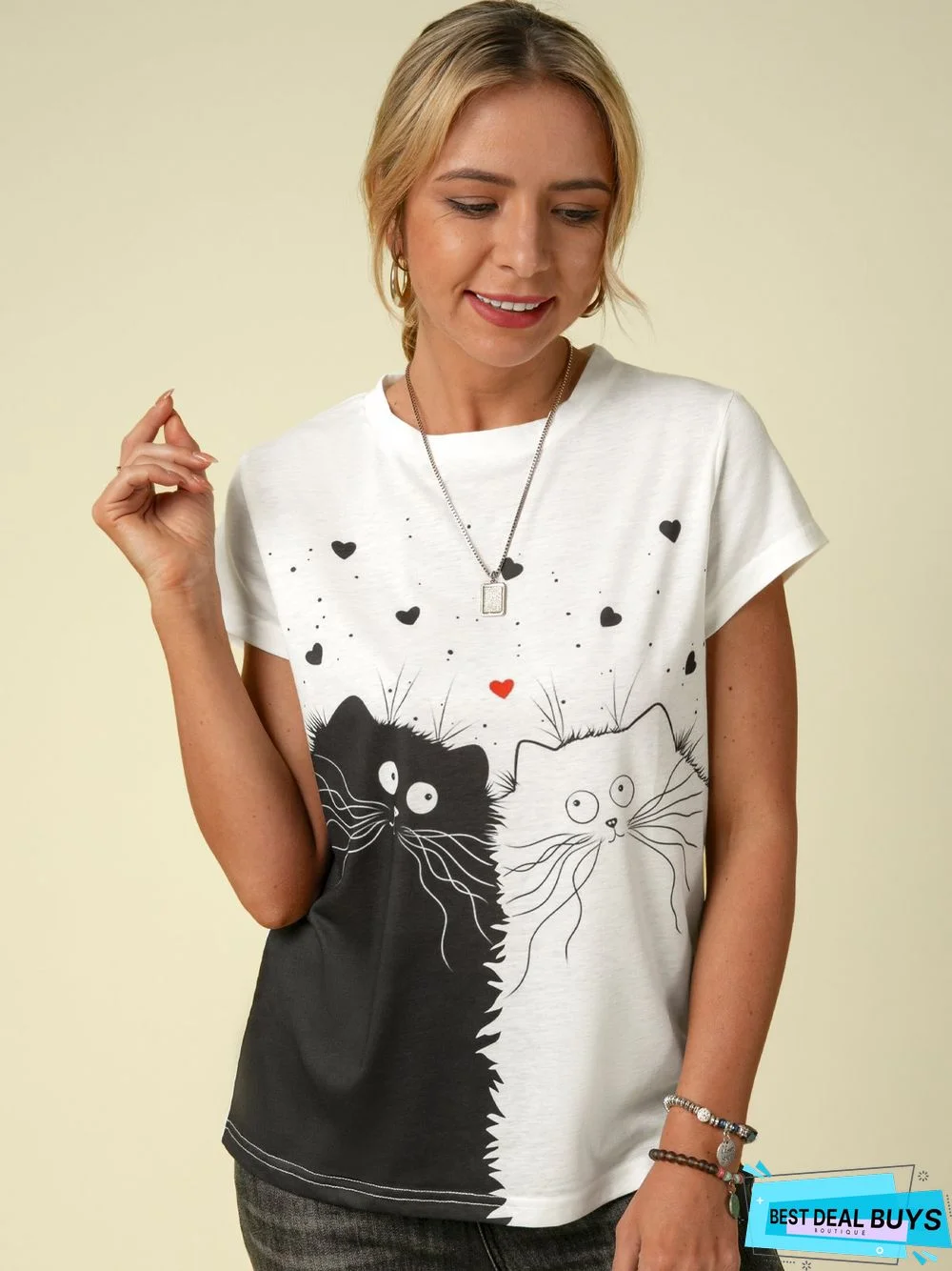 Casual Crew Neck Animal T-shirt