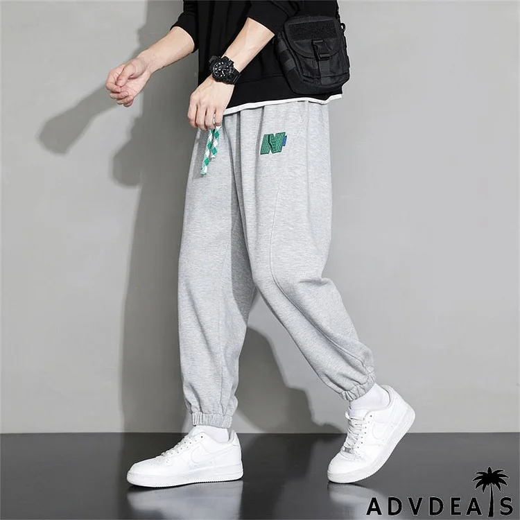 Men Spring Autumn Fashion Casual Cotton Solid Color Plus Size Joggers Pants