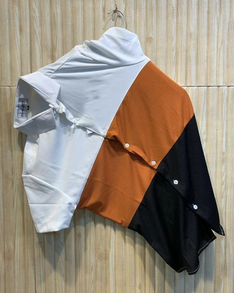 Men Spliced Three-colour Casual Shirts