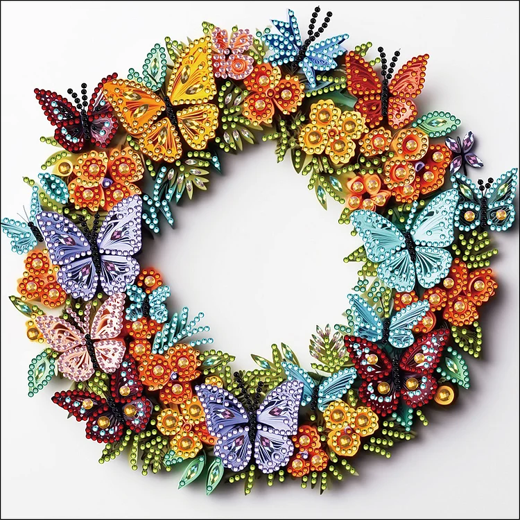 Partial Special-Shaped Diamond Painting - Butterfly Wreath Paper Painting 30*30CM