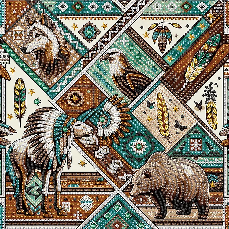 Partial Special-shaped Diamond Painting - Indian Tribal Decoration 30*30CM