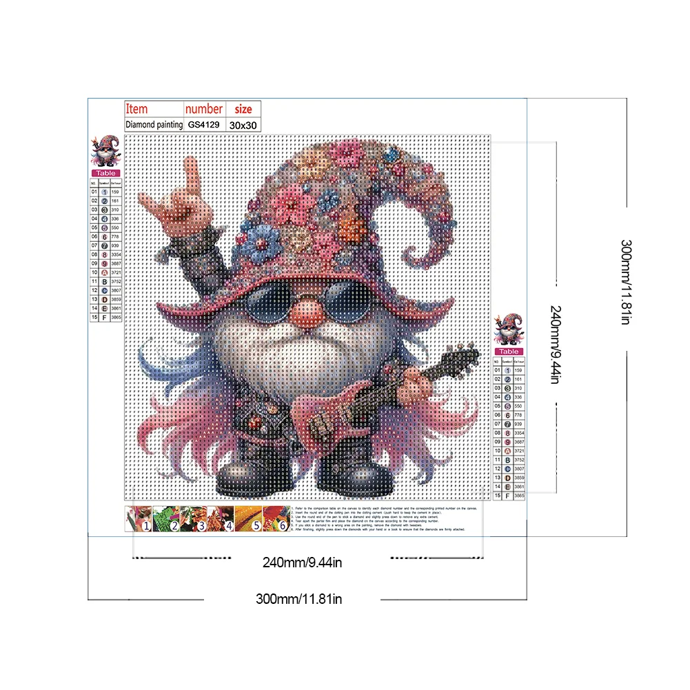 Diamond Painting - Full Round Drill - Guitar Gnome(Canvas|30*30cm)