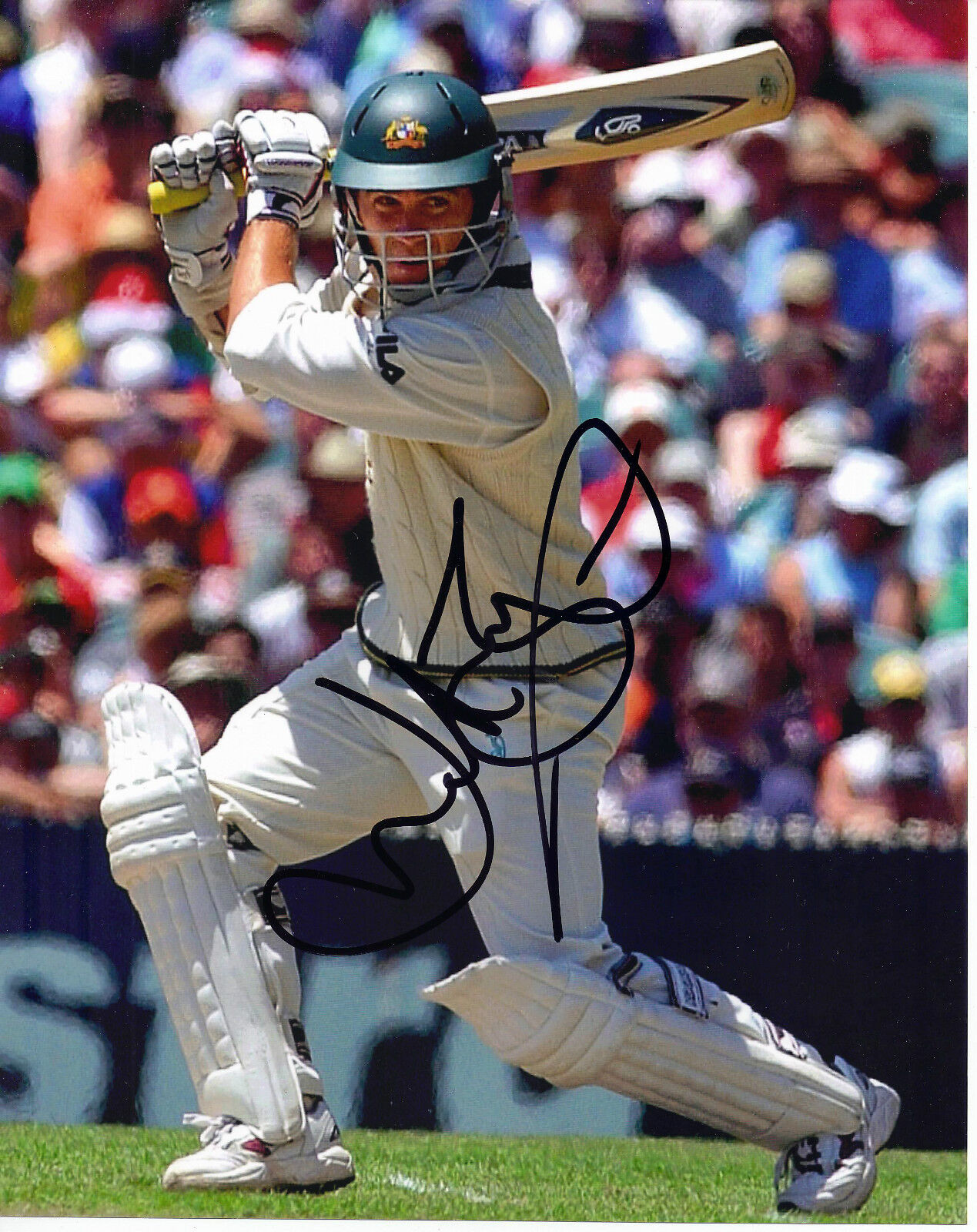 JUSTIN LANGER Signed 10X8 Photo Poster painting Ashes Cricket Australia AFTAL COA (2526)