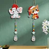 2pcs/set DIY Diamond Drawing Suncatcher Hanging Ornament Kit (Elephant Cat)