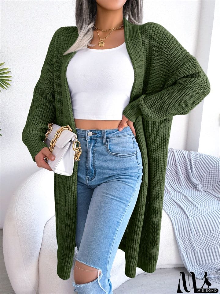 MidiSono - All Match Leisure Lapel Cardigan Loose Women's Sweater