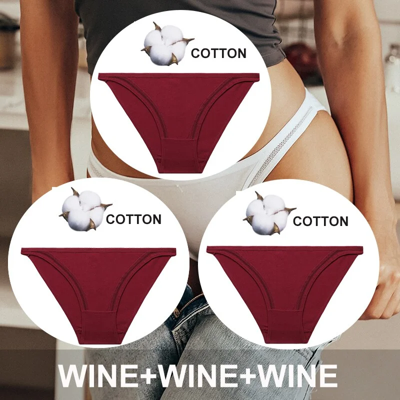 FINETOO 3PCS/Set Women Cotton Panties Sexy Lingerie Plus Size Underwear Low-Waist Briefs Female M-2XL Woman Hollow Out Pantys