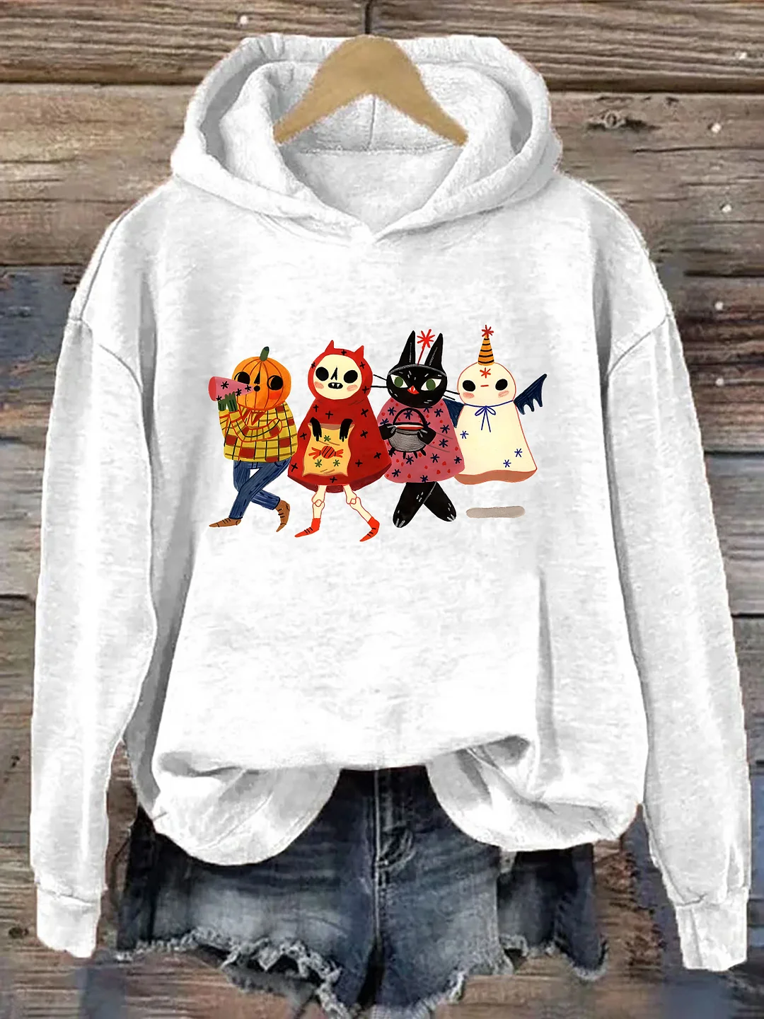 Halloween Cute Cat Ghost Hoodie