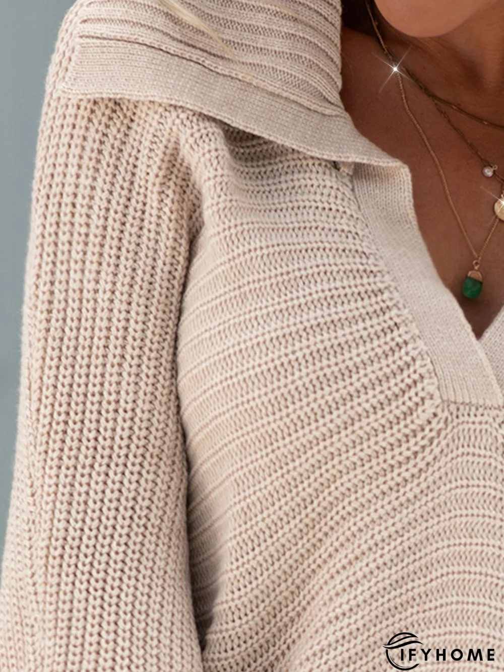 Long Sleeve Shirt Collar Sweet Knitted Sweater | IFYHOME