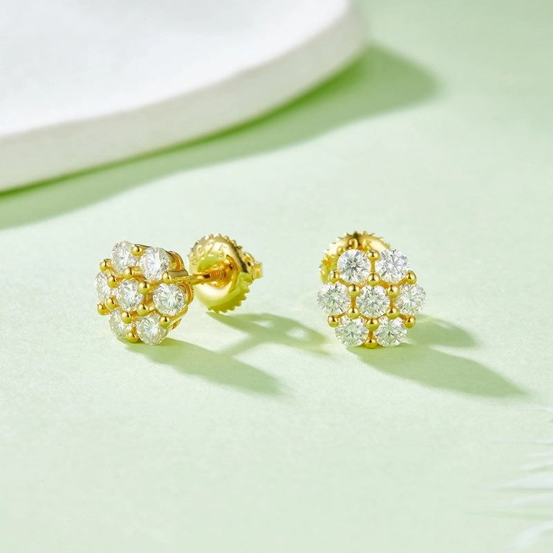 1 Pair 925 Sterling Silver Moissanite Geometric Ear Studs Colorless(DEF)