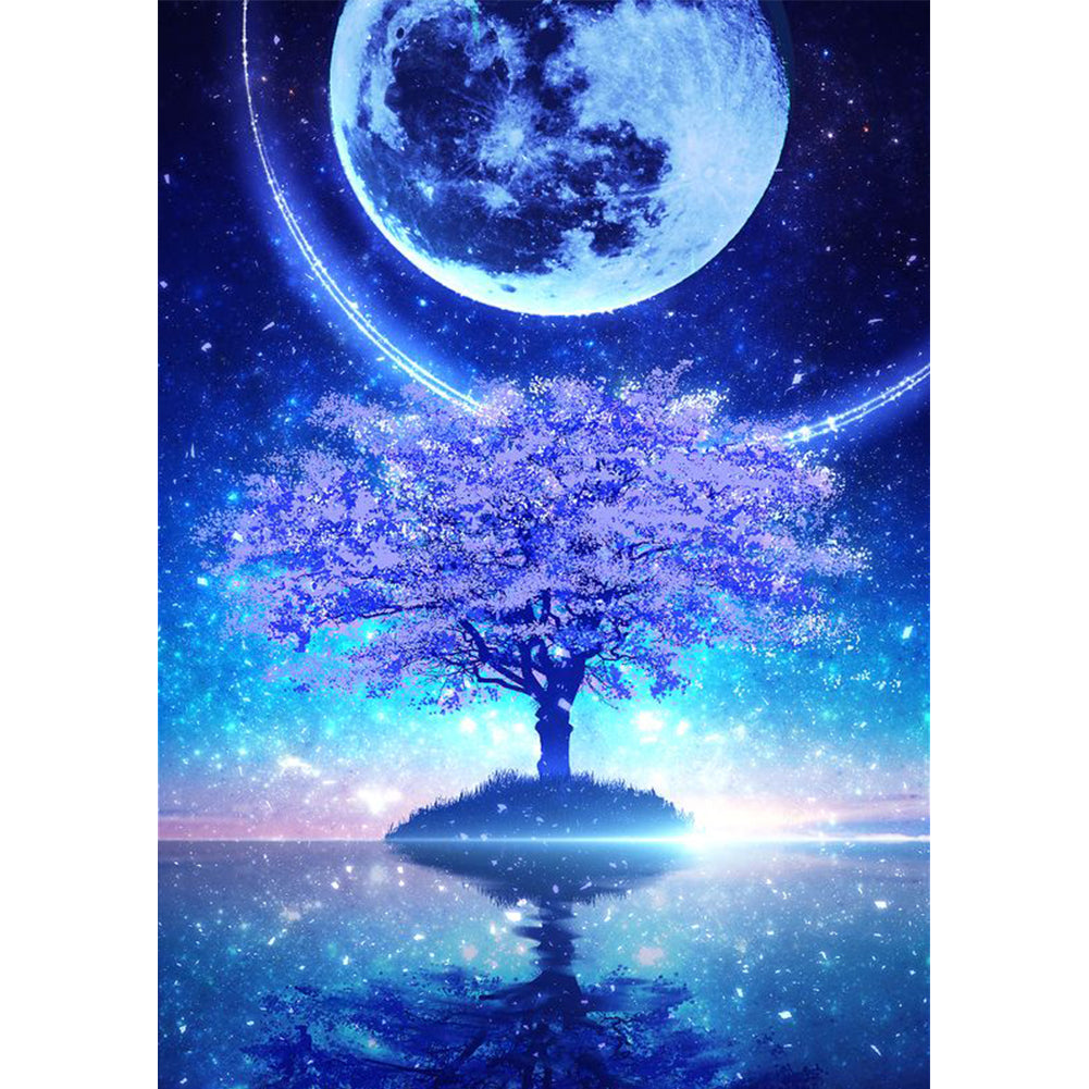 Moon Star Tree 40*50CM(Canvas) Full Round Drill Diamond Painting gbfke