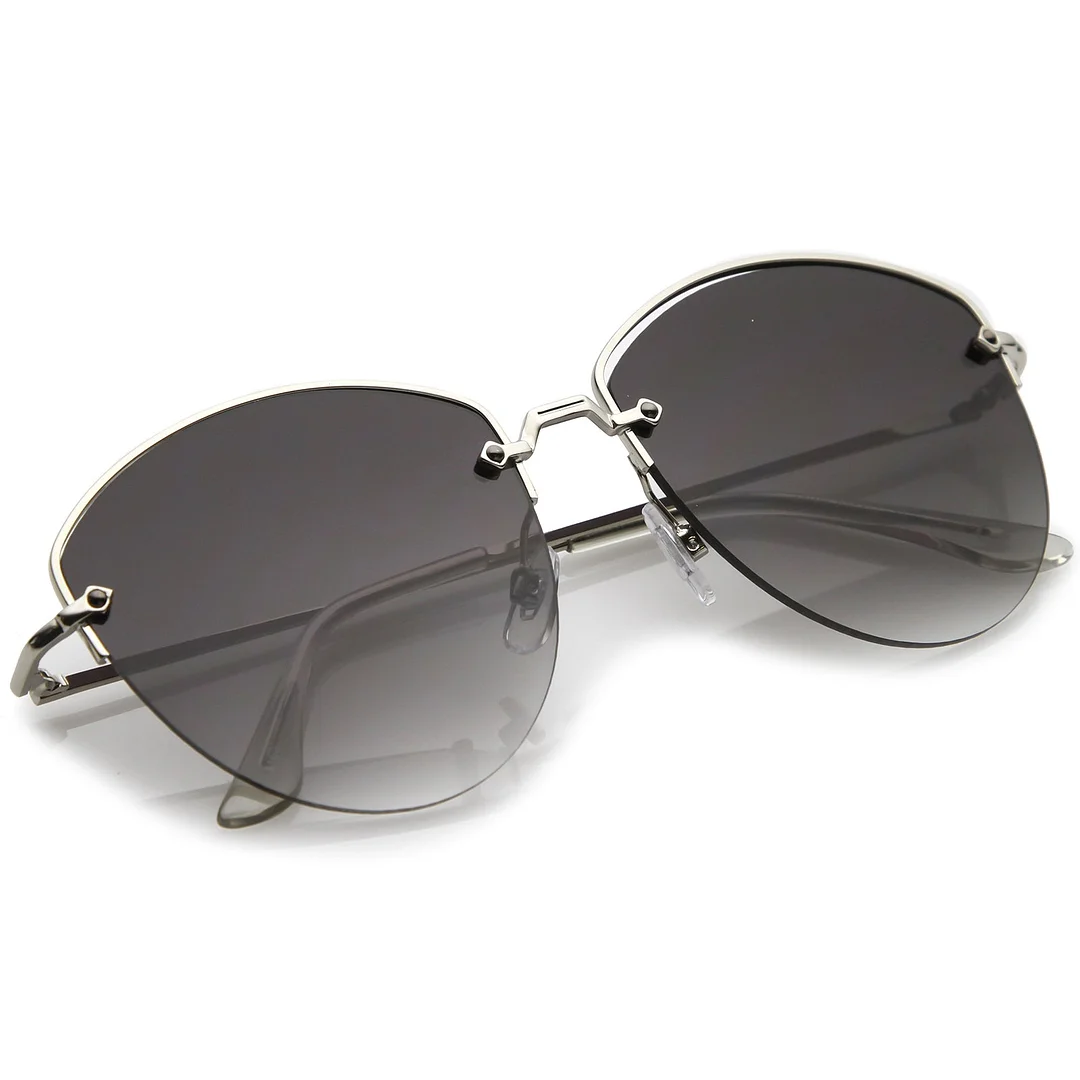 Modern Metal Nose Bridge Flat Lens Semi-Rimless glasses 60mm