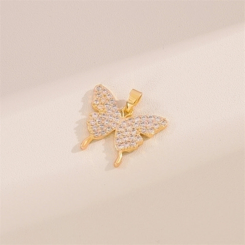 Cute Handmade Shiny Sunflower Leaves Heart Shape Brass 18k Gold Plated Zircon Charms In Bulk