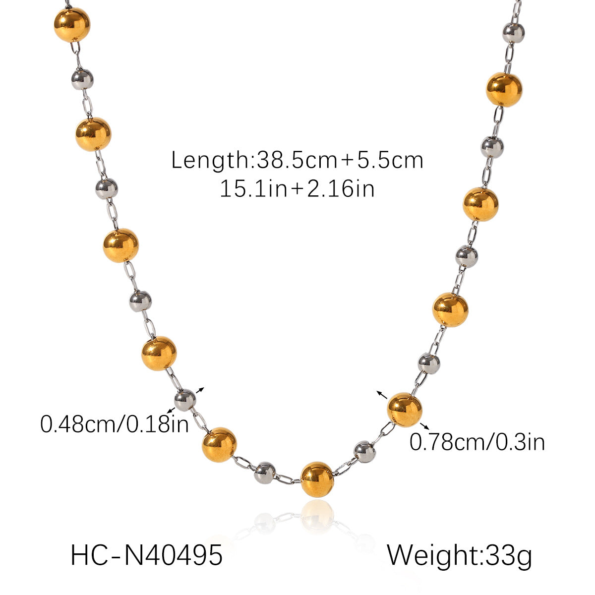 Color Matching Round Bead Necklace Tassel Y Chain 18K Gold Stainless Steel Clavicle Chain Titanium Steel Necklace