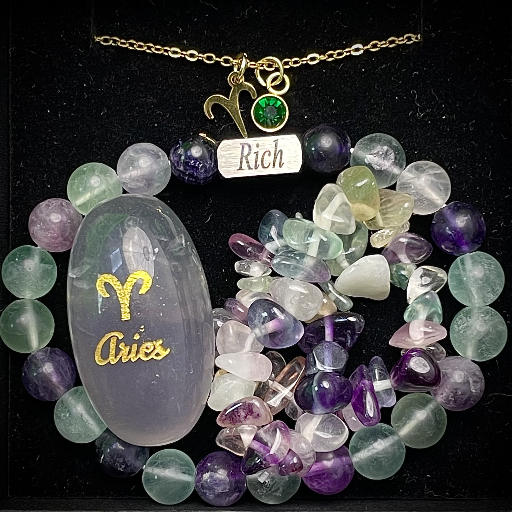 TK 12 Zodiac Set Crystal jewelry Engraving Bracelet Necklace-JGDK