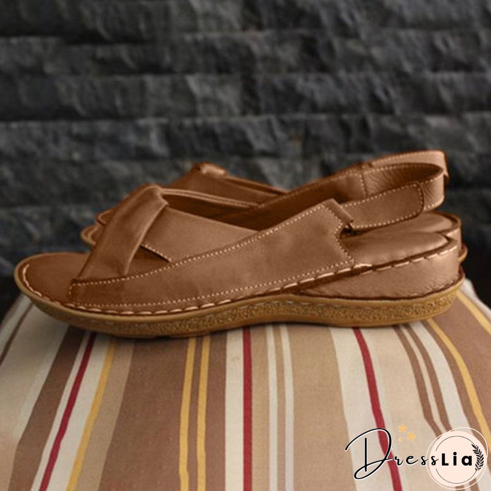 Women Leather Ethnic Summer Comfy Weave Soft Sole Sandals