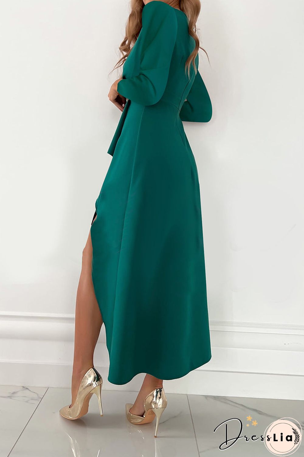 Fashion Solid Patchwork V Neck Asymmetrical Dresses(5 Colors)