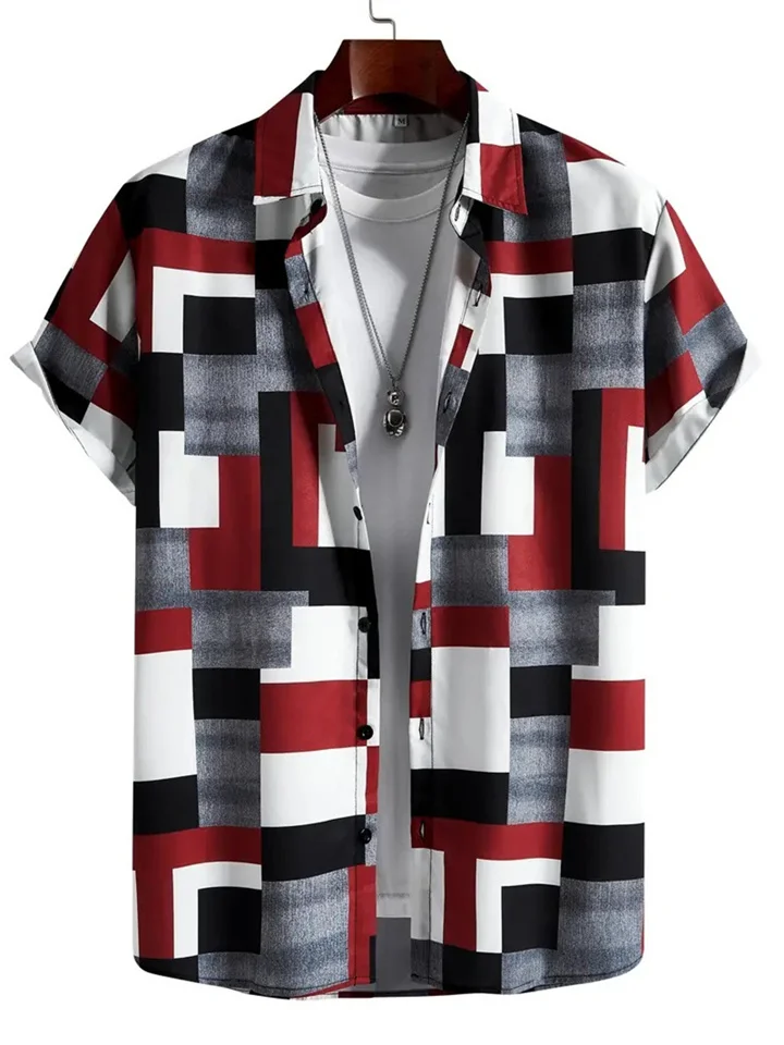 Men's Hawaii New Lapel 3D Printed Short Sleeve Shirt-JRSEE