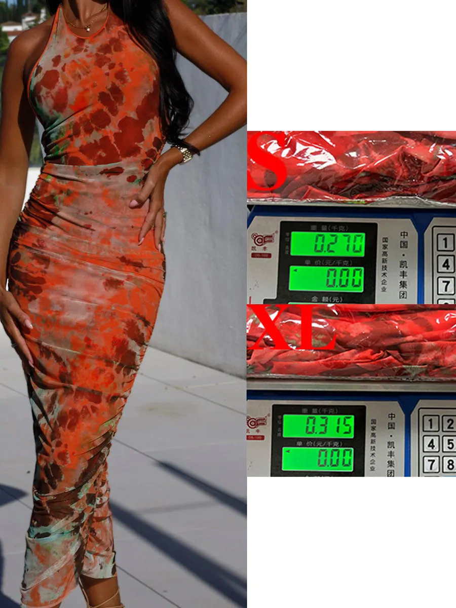 Brownm Brownm Summer New Women's Wear Elegant U-Neck Print Neck Dress D2427