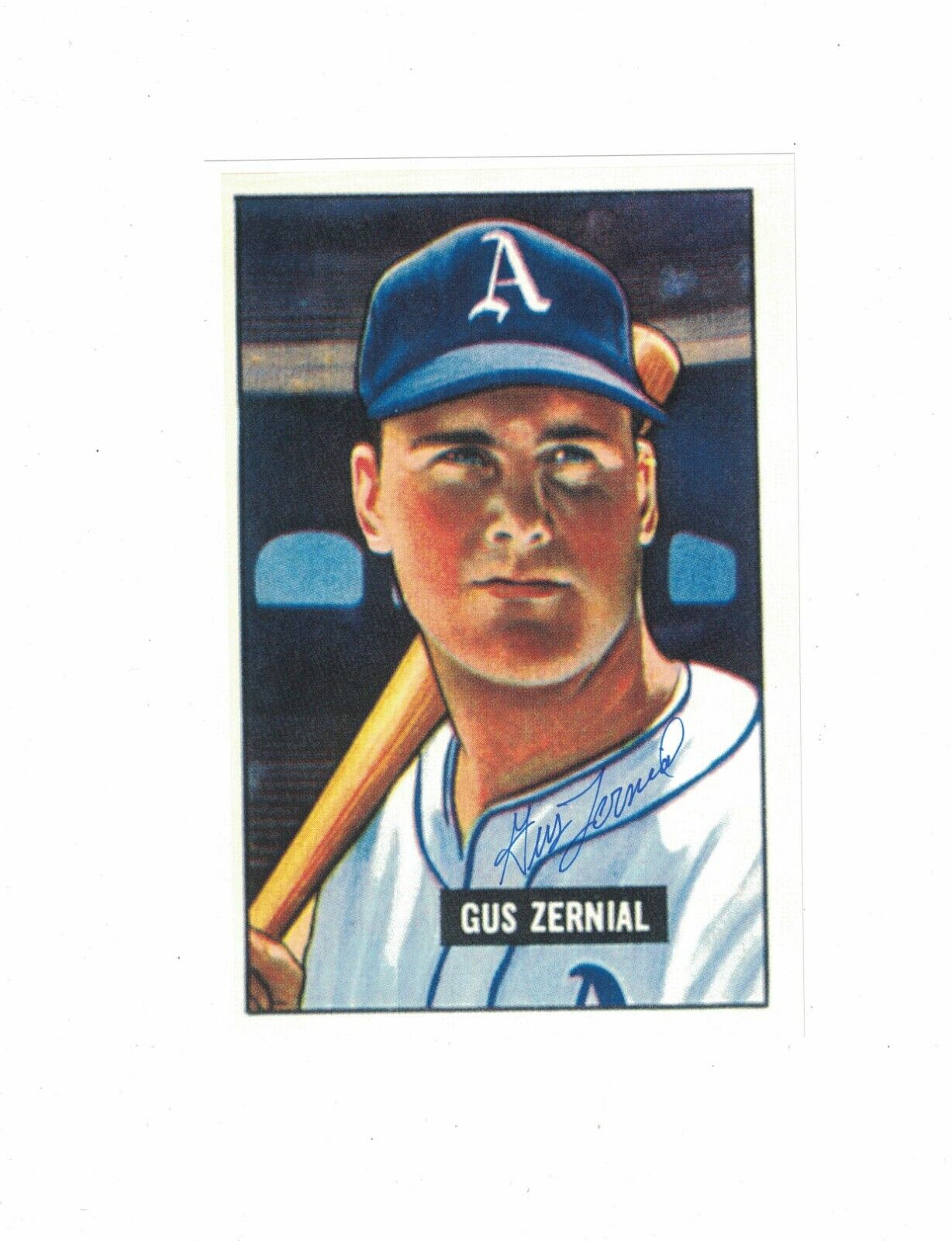 Gus Zernial Philadelphia Athletics Signed Blow Up Bowman Paper Photo Poster painting W/Our COA