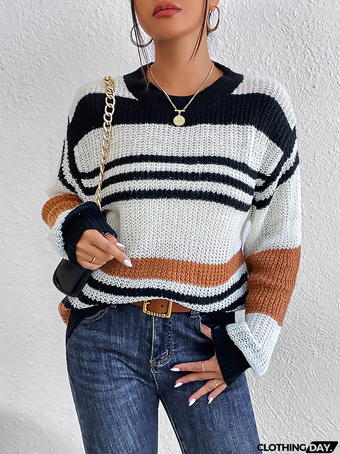 Striped Round Neck Sweater