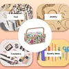 Wooden Sewing Kit Storage Box with Handle Sewing Kit Carrying Organizer with Removable Tray Large Capacity for Sew Mending Beginner Professional Gift